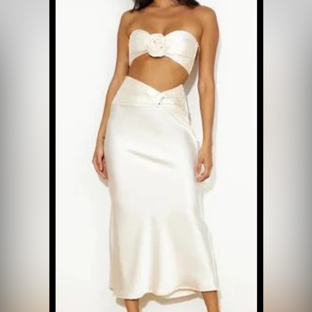 Champagne Satin Two Piece Set